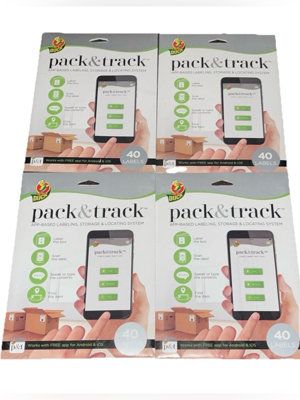 Duck Pack and Track Scannable Storage Labels - White, Lot Of 4 160 Labels Total